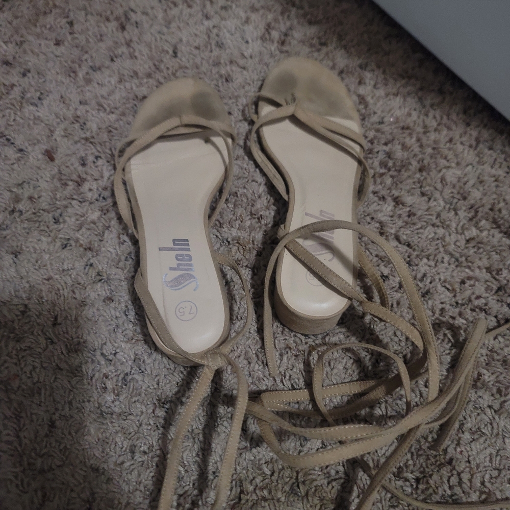 Shein Nude Heel Sandal with straps size 7.5